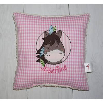 Niedliches Boho Pferdchen & Namen - Personalisierte Kissen, Kindergarten, Geschenk zur Geburt, Namenskissen