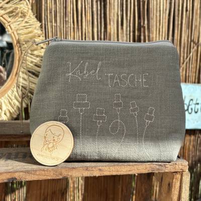 Kabeltasche aus khaki Leinen – Praktische Organizer-Tasche für Kabel, Urlaub & Camping