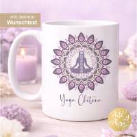 Tasse Yoga Mandala mit personalisierten Text , Geschenktasse, Yoga Geschenk, Chakren,  Wunschtext, individualisiert