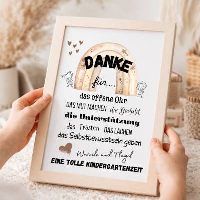 Geschenkidee Abschied Kindergarten – Danke Erzieherin & Erzieher | PDF Poster DIN A4 zum Ausdrucken | Digital Download