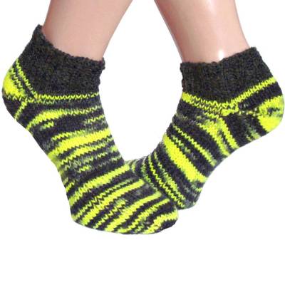 Handgestrickte Sneaker Socken Unisex Neongelb Gr. 36/37 – Atmungsaktiv & Bequem