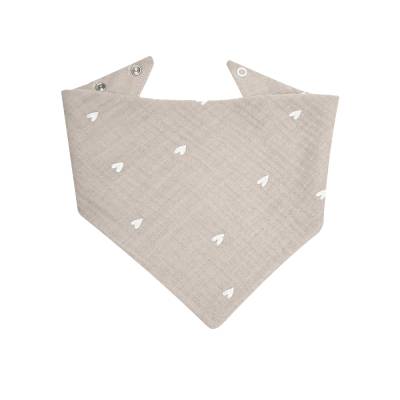 Musselin Halstuch Dreieckstuch "Herzen" beige - auch im 3er Spar-Set!