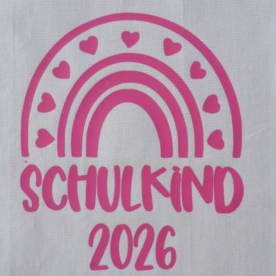 Bügelbild Schulkind mit Regenbogen, Jahreszahl, Aufbügler zum Schulbeginn, Einschulung, Schultüte
