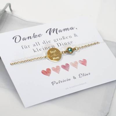 Armband personalisierbar beste Mutter Geschenk Mamas Edelstahlschmuck Geburtsstein