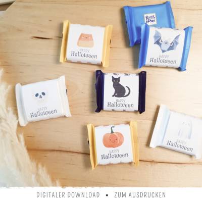 Halloween-Banderolen für Mini Ritter Sport | 6 Motive | Süßigkeiten Verpackung | Mitgebsel für Kinder & Erwachsene