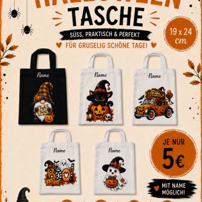 Kleine Halloween Tasche für Kinder – Süßigkeitentasche – verschiedene Motive – personalisierbar mit Name
