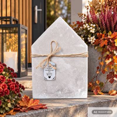 Beton Dekohaus 30 cm – Handgefertigtes Dekohäuschen – Haus aus Beton – Herbstdeko – moderne Wohn- & Gartendeko