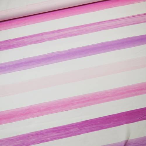 weißer Jersey mit Blockstreifen in rosa und violett