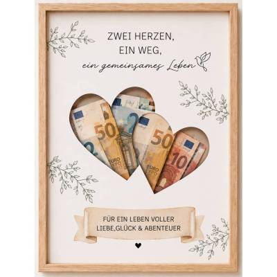 Geldgeschenk Hochzeit zum Ausdrucken – DIY Hochzeitsgeschenk mit Herzen | PDF Vorlage Sofortdownload