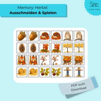 Herbst Memory zum Ausdrucken für Kinder | PDF Lernspiel