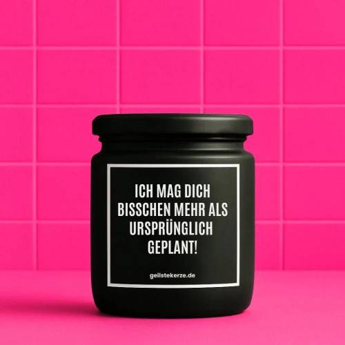 Duftkerze mit Spruch ICH MAG DICH BISSCHEN MEHR ALS URSPRÜNGLICH GEPLANT! Bio-Sojawachs vegan 80 h Brenndauer