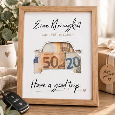 Geldgeschenk Führerschein zum Ausdrucken – Auto PDF Vorlage | Geschenk zur bestandenen Führerscheinprüfung