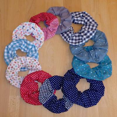 Haargummi "Scrunchie" Zopfgummi, 2 Größen, verschiedene Designs, mit Biobaumwolle, Handarbeit