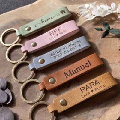 Schlüsselanhänger, personalisiert, PU-Leder, Geburtstag, Geschenk, Freundin, Freund, Partner, Muttertag, Vatertag