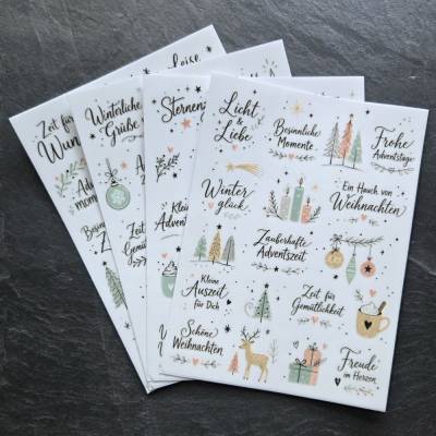 Rub On Sticker Weihnachten ~ Advent ~ Winter ~ verschiedene Bögen und Motive