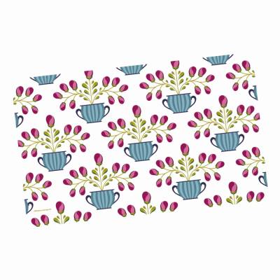 Frühstücksbrettchen Blumentöpfe, Vintage-Design im Stil der Bauernmalerei