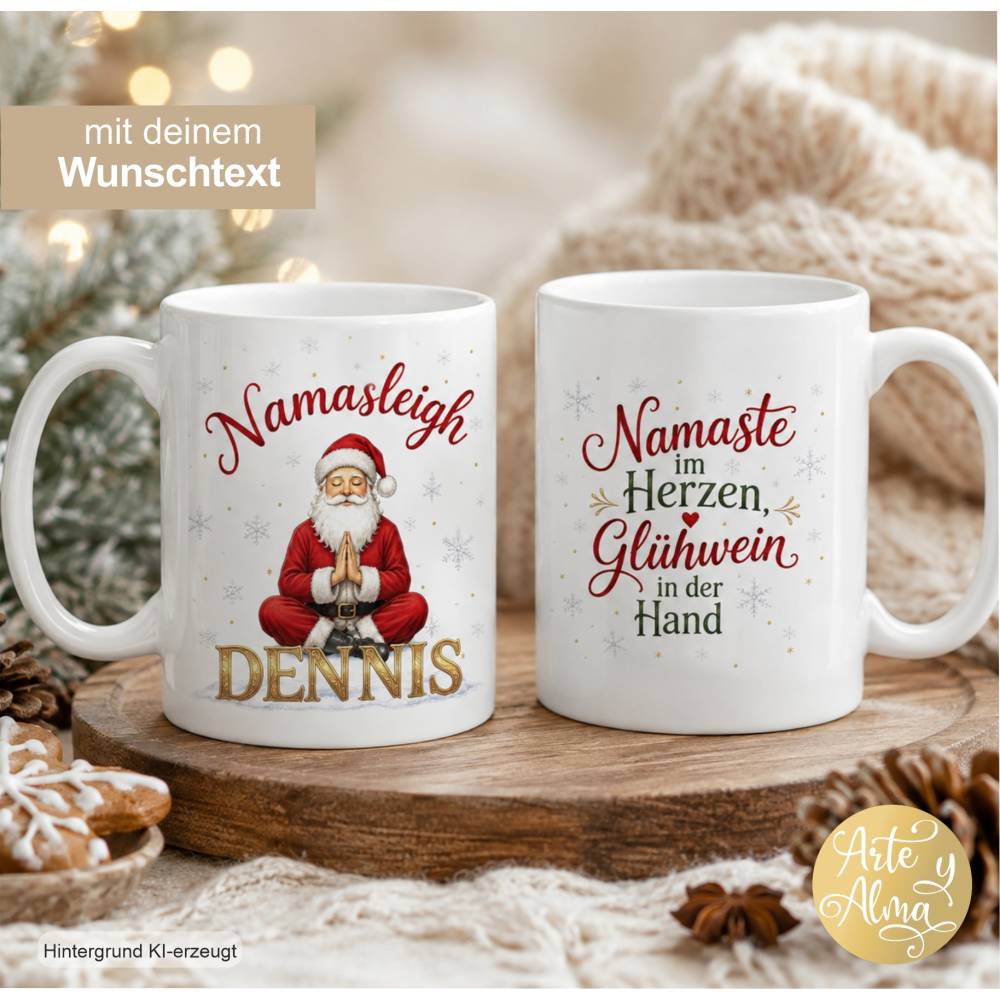 Weihnachtstasse personalisiert, Yogatasse, Tasse mit Name, Geschenktasse, Weihnachtsgeschenk, Wichtelgeschenk