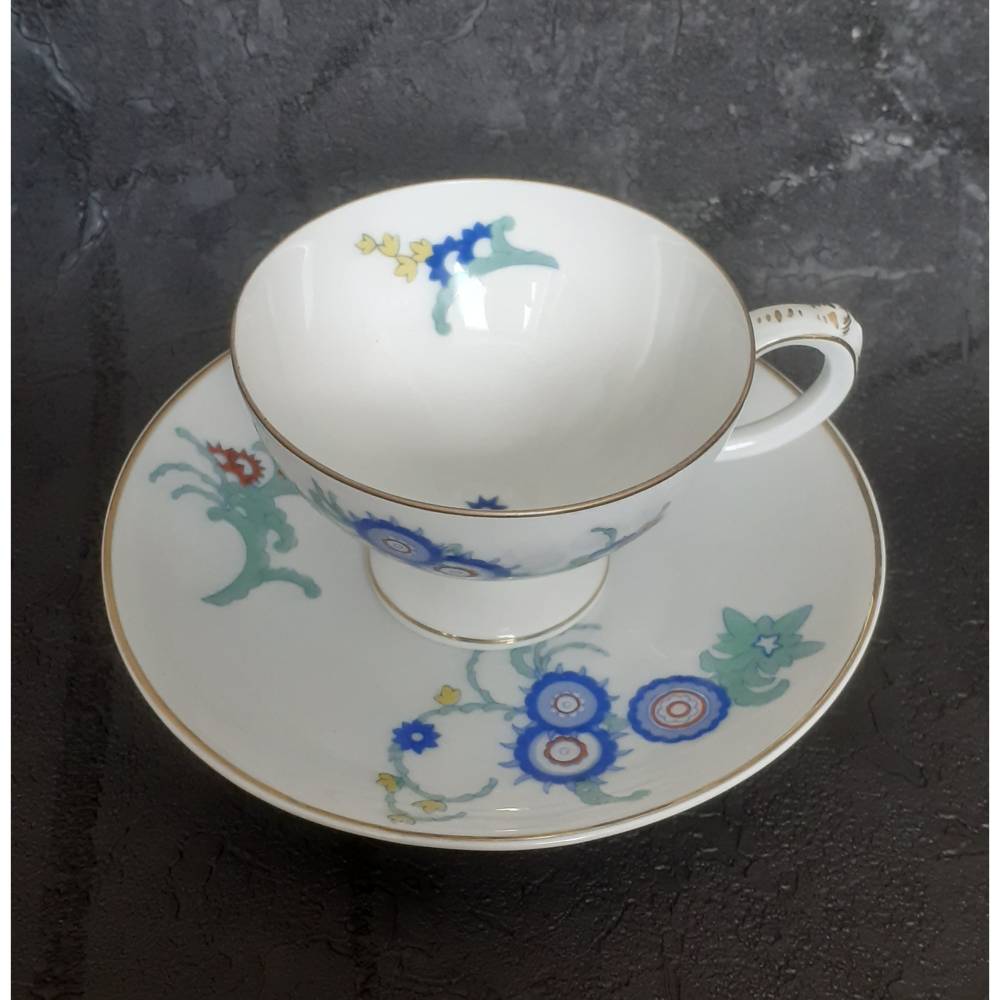 Antike Rosenthal Art Déco Mokkatasse / Espressotasse mit Untertasse • Handgemalt Selb-Bavaria