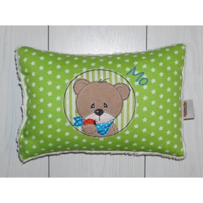 Personalisierte Namenskissen - Button Bärchen & Marienkäfer – Geschenk, Geburt, Kindergarten, personalisierte Geschenke