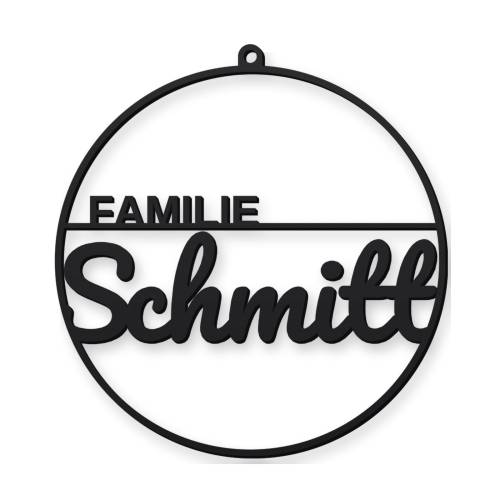 Türschild Familie rund – personalisiert mit Wunschname