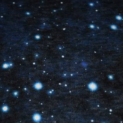 Wintersweat Digitaldruck angeraut Magic Galaxy Space Weltraum nachtblau - warm und kuschelig 