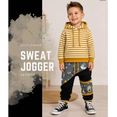 Kinder Sweat Hose Seebär | Mitwachshose Unisex Jungen Mädchen |  schwarze Kinderhose, Jogginghose Sweat Jogger | Maritim