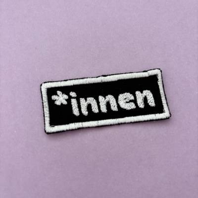 Patch/Aufnäher "*innen,"  gestickter Patch in schwarz/weiß