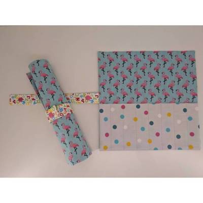Pinselmäppchen Rollmäppchen Stiftemäppchen Einschulung Schule Flamingo Punkte