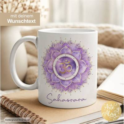 Kronenchakra Tasse personalisiert, Sahasrara, Chakra Tasse, Yoga Geschenk, Tasse mit Namen, Namenstasse, Geschenk Tasse