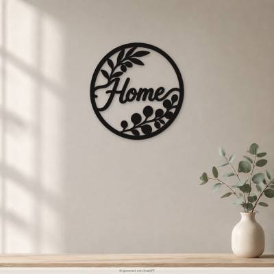 Home Wandschild Floral 21 cm – Moderne runde Wanddeko