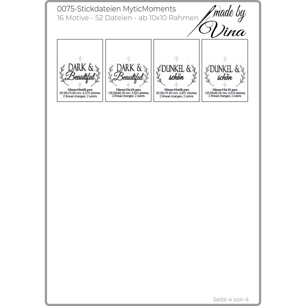 Mystic Moments Stickdateien Set – 16 Gothic & Monoline Herbstmotive ab 10x10 cm für Halloween, Kleidung & Deko Bild 6