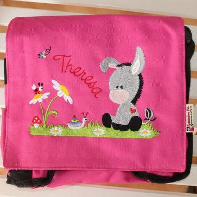 Kleiner Esel - Kindergartentasche mit Stickbild & Namen - Personalisierte Tasche, Tasche mit Namen, Kindergarten Tasche