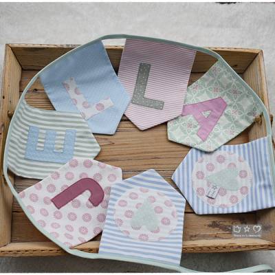 Wimpelgirlande pastellfarben mit Wunschname