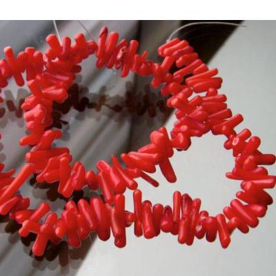 Koralle Ästchen Kettenstrang 16-6 x 2 mm Rot – Bambuskoralle für Schmuckdesign