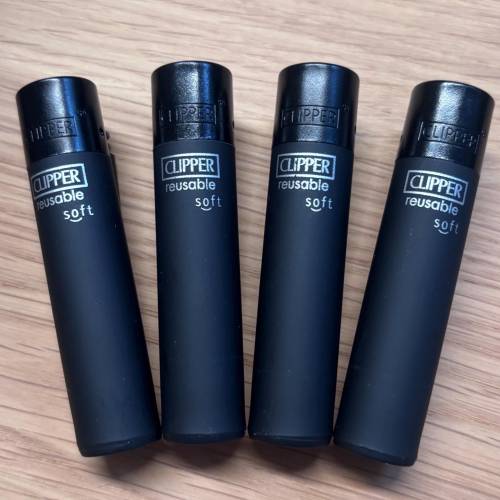 Clipper Feuerzeug Schwarz 4er Set Soft | Set Clipper Lighters
