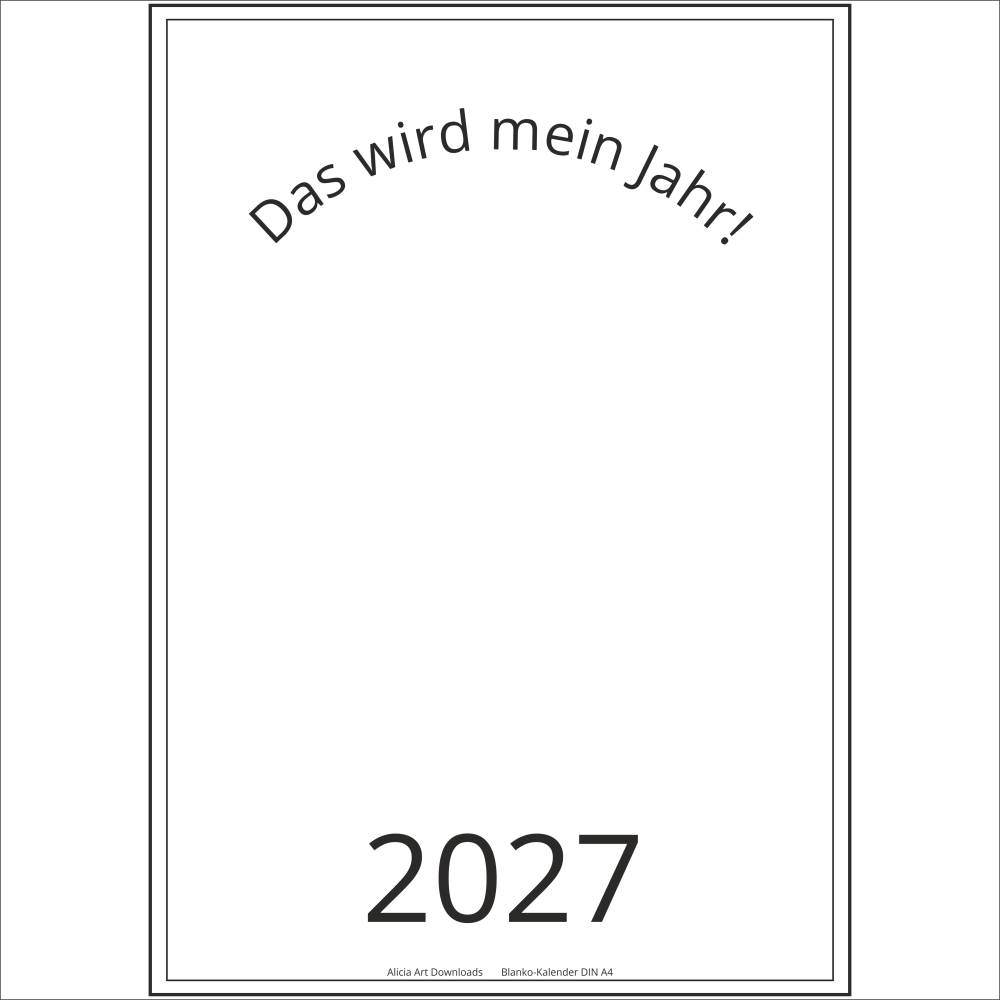 Blanko Kalender 2027 zum selber Gestalten in DIN A4 Download Bild 2