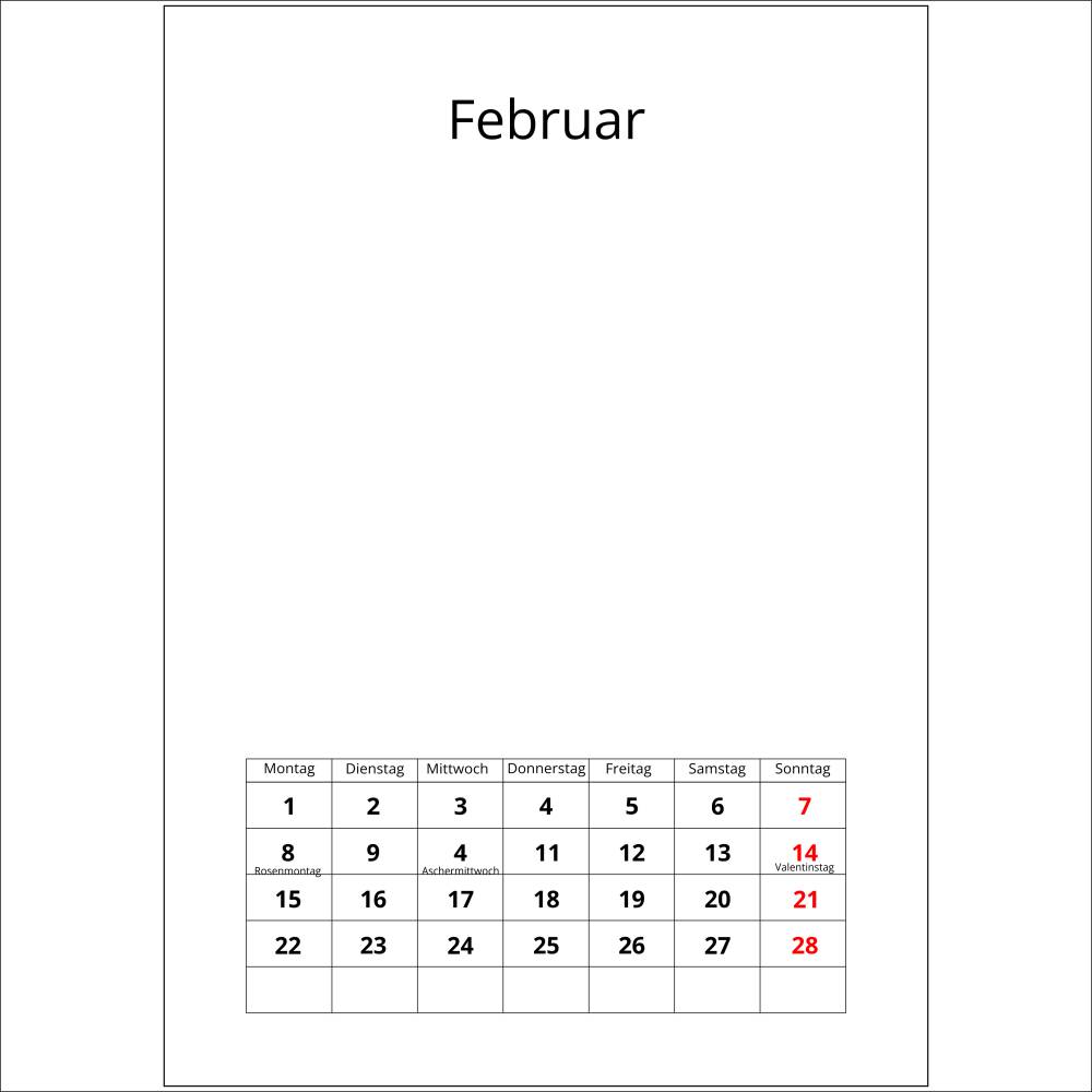 Blanko Kalender 2027 zum selber Gestalten in DIN A4 Download Bild 5