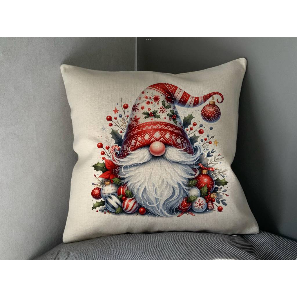 witziges Weihnacht's Dekokissen mit Weihnachtszwerg – Winterdeko & Geschenkidee