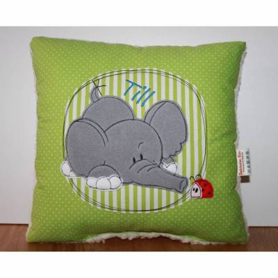 Elefant oder Hund-Personalisierte Kissen, Kindergarten, Geschenk zur Geburt, Kissen mit Namen, Namenskissen