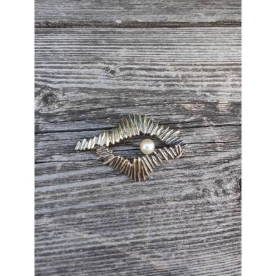 Brutalist Modeschmuck Brosche, vergoldet, 60s