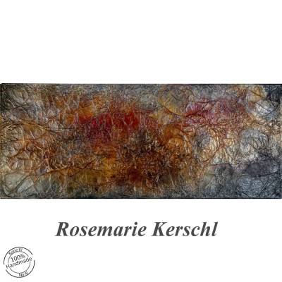 Struktur II – Handgemaltes Acryl- Alubild 30 x 70 cm | Modernes Mixed Media Kunstwerk mit Metallic-Effekten
