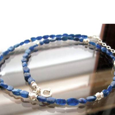 Edelsteinkette aus Neon Apatit & 925 Silber – Unikat Collier, ca. 45 cm, Geschenkidee
