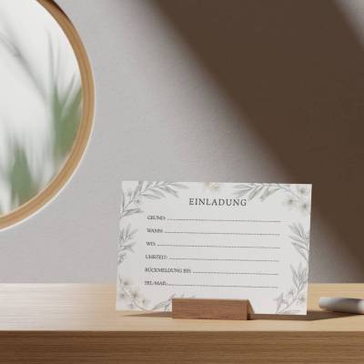 Digitale Einladung Klassische Eleganz A6 PDF  Minimalistisch Olive  Lückentext Karte zum Ausdrucken