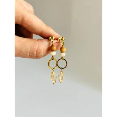 Ohrring "Glas & Holz"