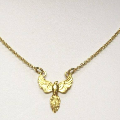 Kette mit Glücksbringer Feuervogel Phönix aus 925 Silber vergoldet