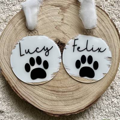 Acryl Weihnachtsornament Haustiere personalisiert 10 cm Anhänger
