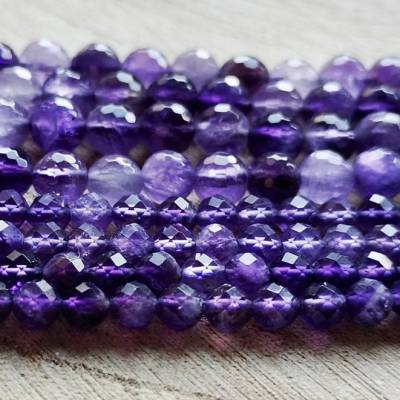 facettierte Amethyst Perlen 4 mm/6 mm Strang