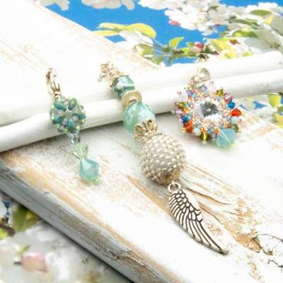 Elegantes Anhänger Set, handgefertigter Schmuck in Türkis, Blau, Unikat, Geschenkidee für Frauen, Adventskalenderfüllung