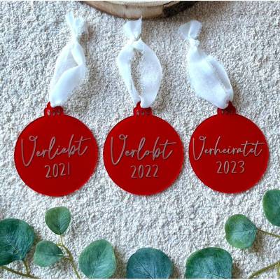 Acryl Weihnachtsornament Hochzeit personalisiert 10 cm Anhänger