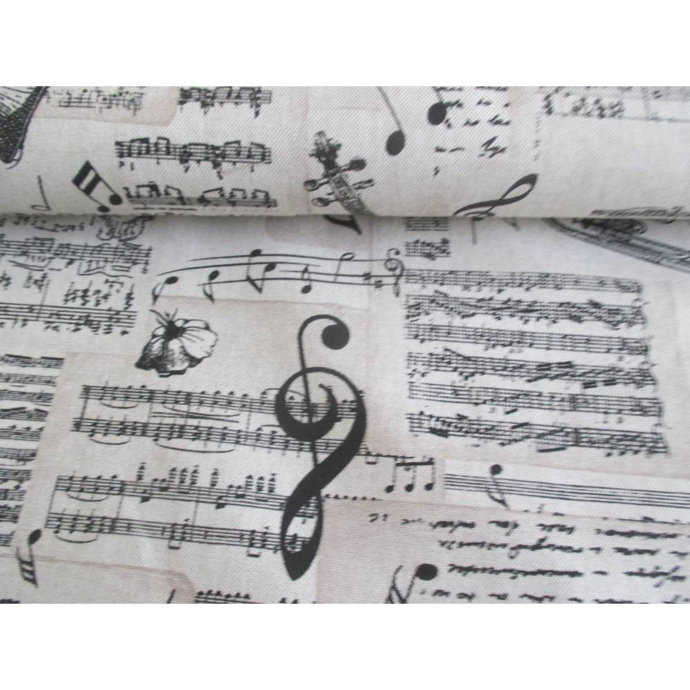 Dekostoff Halbpanama Musiknoten  (1m /16,00€) Bild 2
